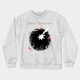 Christmas Star Red Berries Wreath Crewneck Sweatshirt